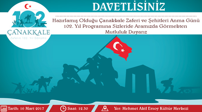 18 Mart Çanakkale Davetiye Örneği