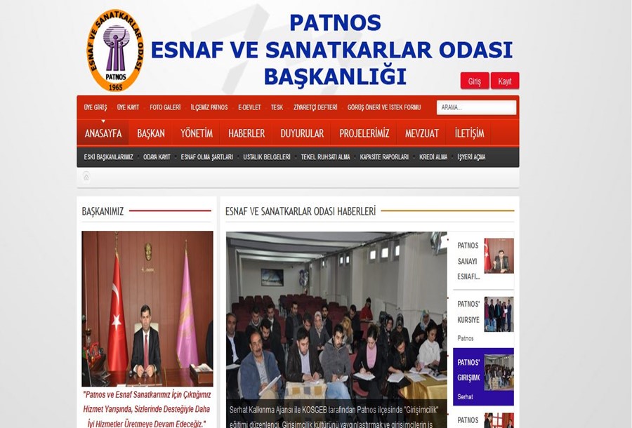 Esnaf ve Sanatkarlar Odası Web Sitesi